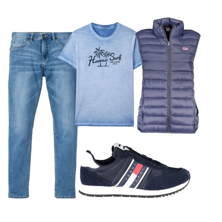 Outfit uomo - Total look #1891116. Stile Casual per Tutti i giorni. Abbinamento con jeans, t-shirt, giacche, sneakers.