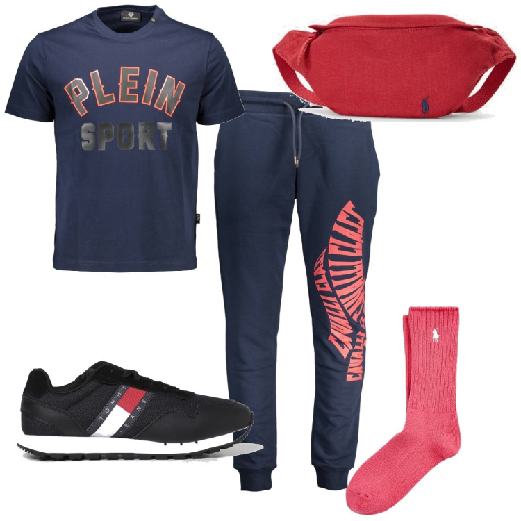 Outfit uomo - Total look #1891267. Stile Trendy per Sport. Abbinamento con calzini, borse sportive, sneakers, pantaloni, t-shirt.