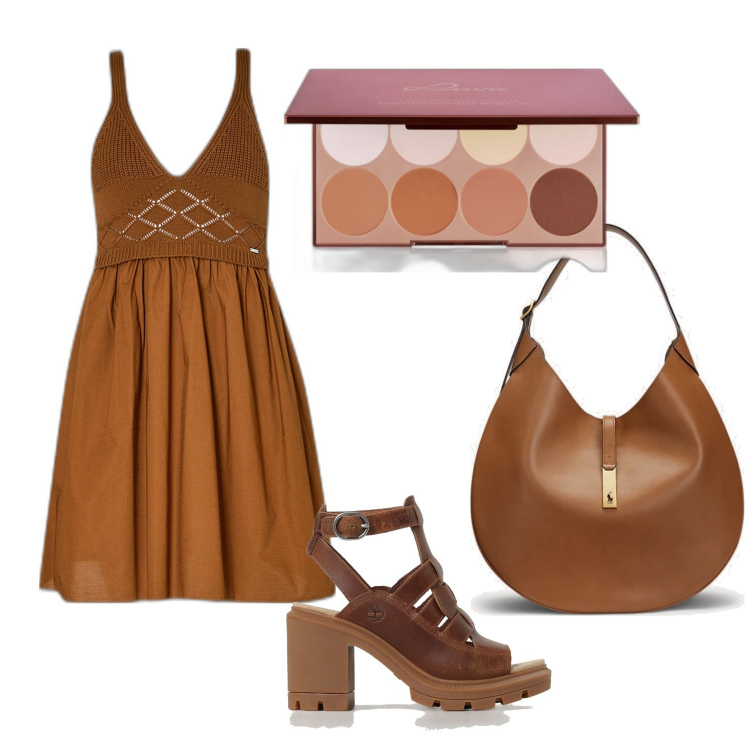 Outfit donna - Total look #1891291. Stile Chic per Serata fuori. Abbinamento con terre, borse a spalla, sandali col tacco, vestiti corti.