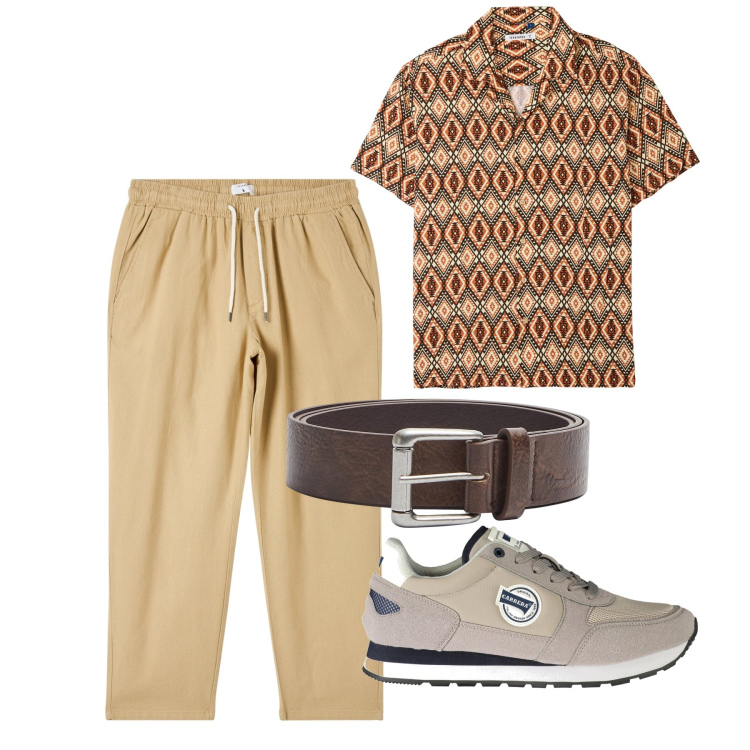 Outfit uomo - City. Stile Casual per Tutti i giorni. Abbinamento con pantaloni, cinture, camicie, sneakers.