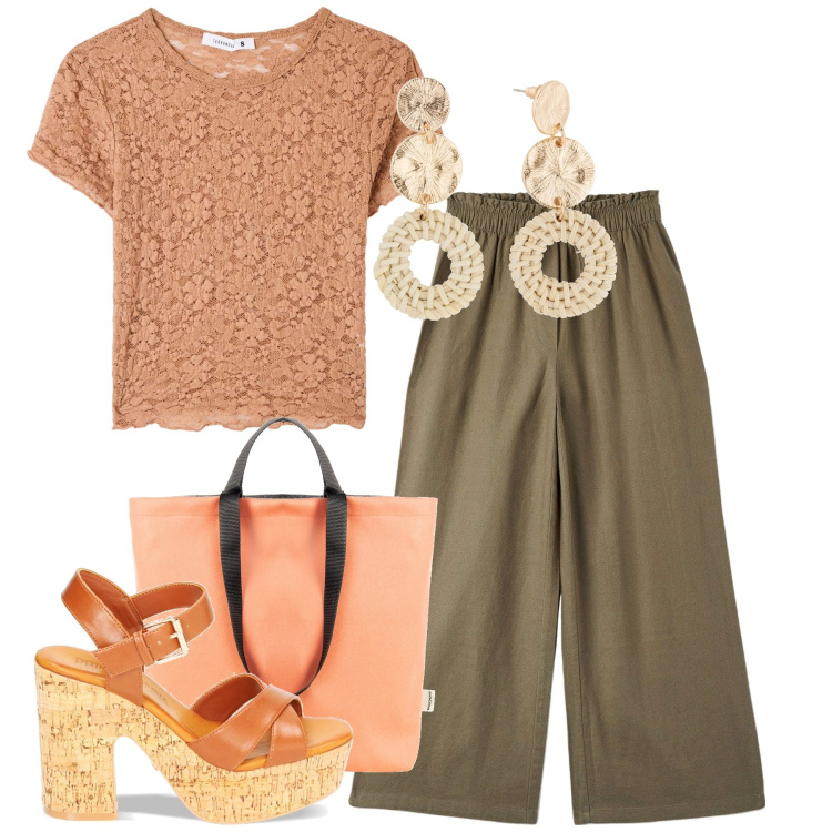 Outfit donna - Gli zatteroni. Stile Casual chic per Tutti i giorni. Abbinamento con orecchini, t-shirt, pantaloni, borse tote, sandali col tacco.