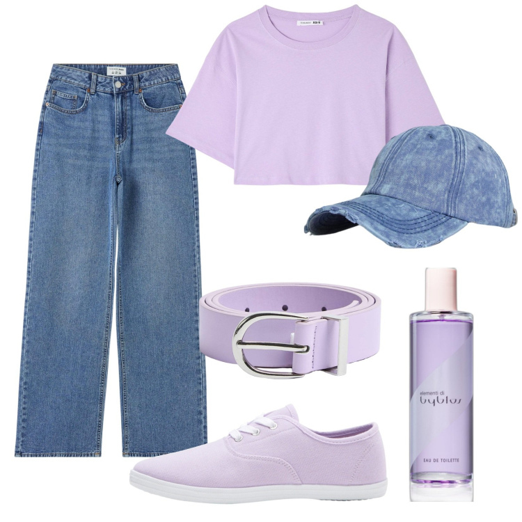Outfit donna - Total look #1891703. Stile Urban per Tutti i giorni. Abbinamento con sneakers, profumi, jeans, t-shirt, cinture, orecchini.