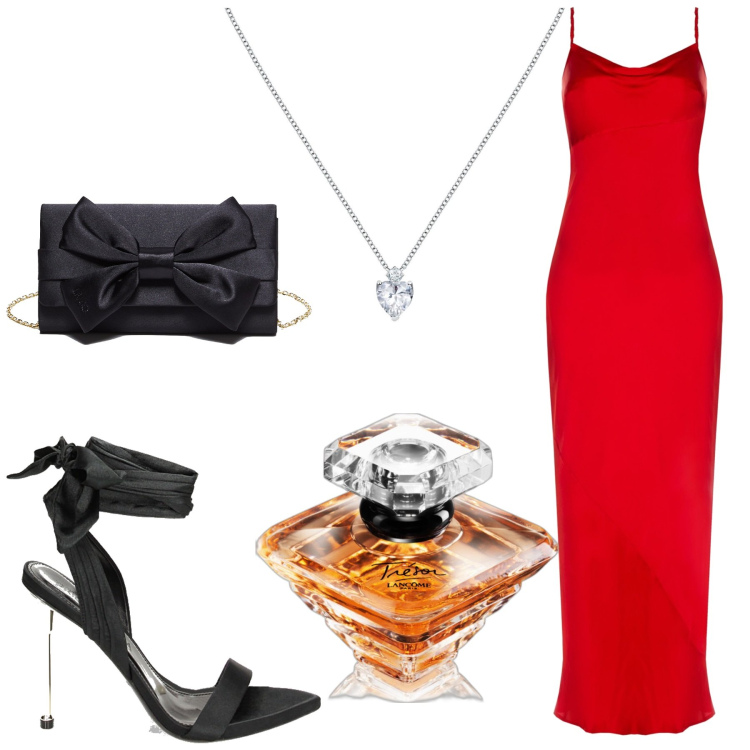 Outfit donna - Total look #1891736. Stile Sexy per Serata fuori. Abbinamento con collane, profumi, vestiti lunghi, sandali col tacco, pochette.