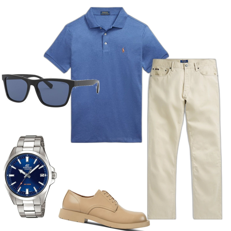 Outfit uomo - Salvatore. Stile Casual per Tutti i giorni. Abbinamento con orologi, polo, occhiali da sole, pantaloni, scarpe stringate.