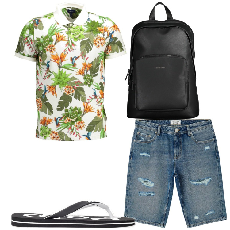 Outfit uomo - Total look #1891880. Stile Trendy per Tutti i giorni. Abbinamento con shorts, sandali, polo, borse sportive.