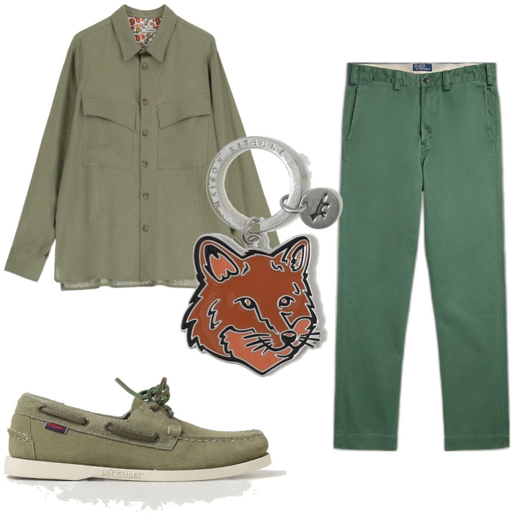 Outfit uomo - Total look #1891918. Stile Trendy per Tutti i giorni. Abbinamento con pantaloni, camicie, scarpe stringate, portachiavi.