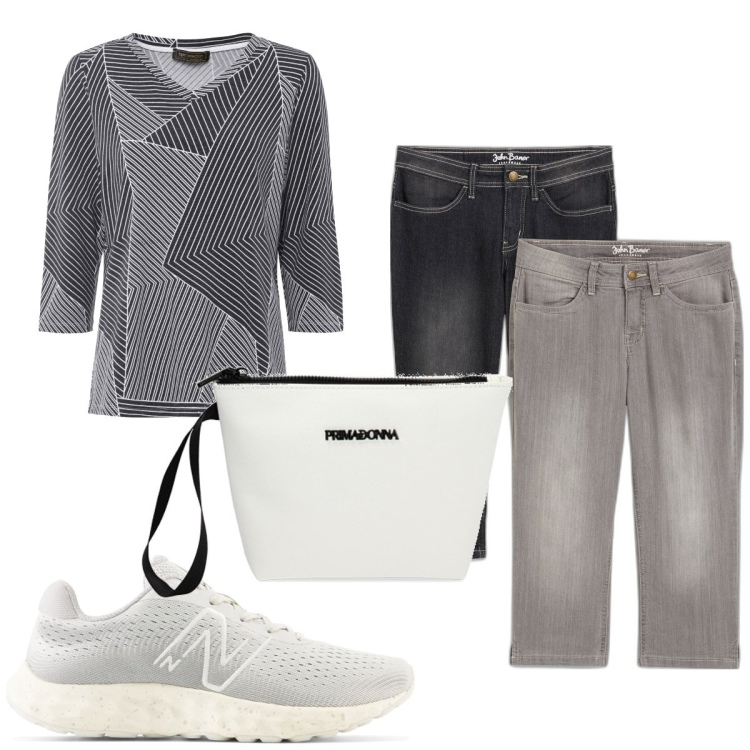 Outfit donna - Total look #1892029. Stile Basic per Tutti i giorni. Abbinamento con jeans, maglieria, sneakers, valigie.