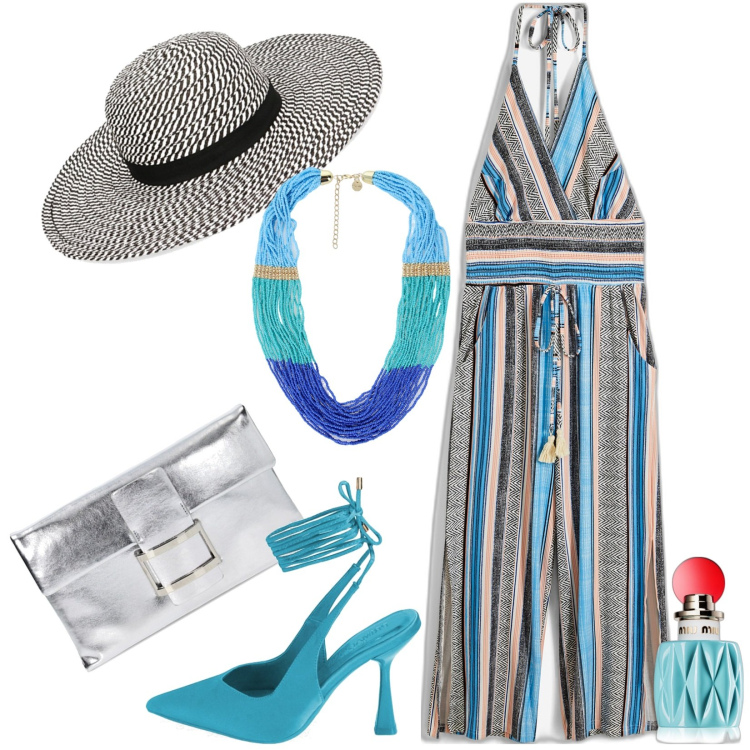 Outfit donna - Total look #1892145. Stile Chic per Serata fuori. look ideale per Tall. Abbinamento con tute, profumi, collane, pochette, décolleté, cappelli.