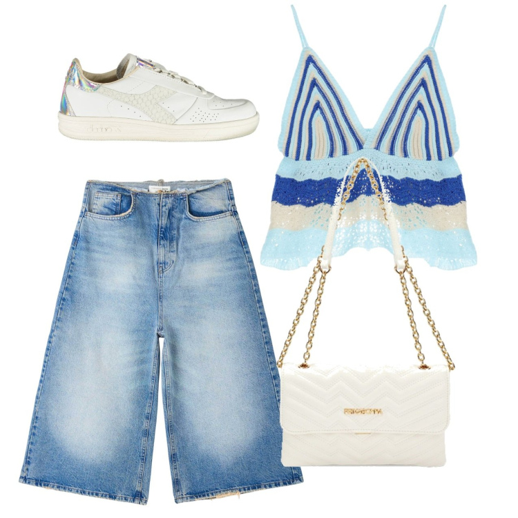 Outfit donna - Total look #1892341. Stile Casual per Tutti i giorni. Abbinamento con jeans, top, borse a tracolla, sneakers.