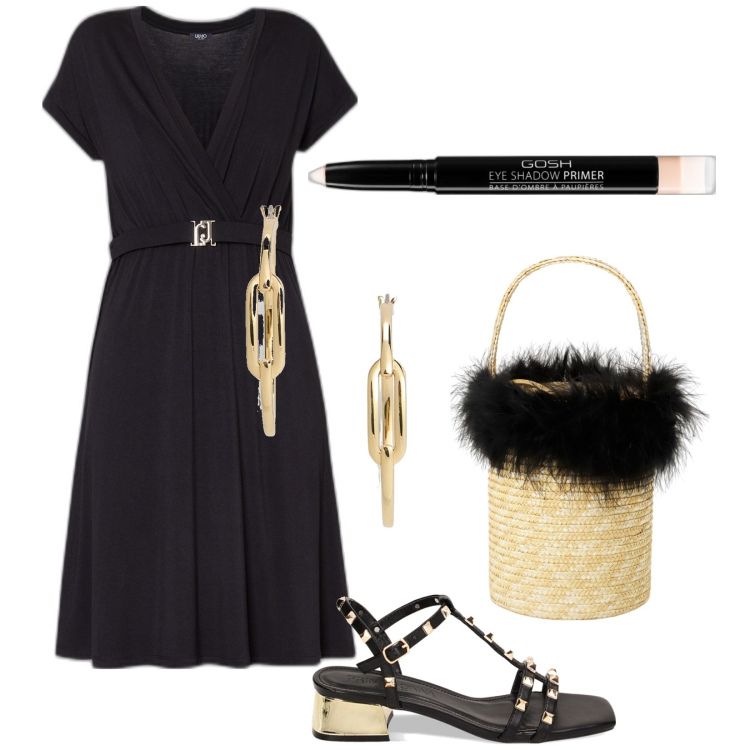 Outfit donna - Total look #1892406. Stile Vintage retrò per Tutti i giorni. Abbinamento con primer, sandali col tacco, orecchini, borse a secchiello, vestiti.