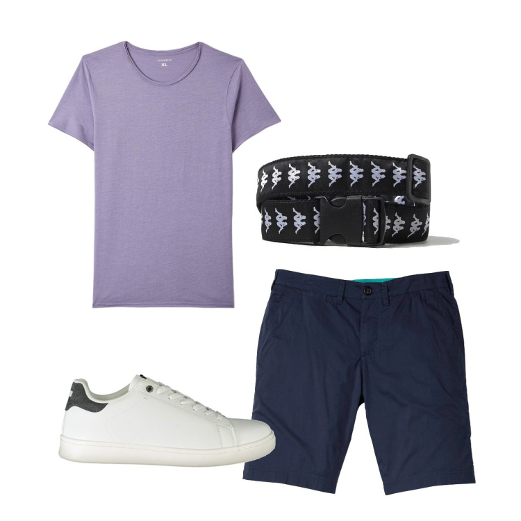 Outfit uomo - Total look #1892420. Stile Casual per Tutti i giorni. Abbinamento con bermuda, t-shirt, sneakers, cinture.