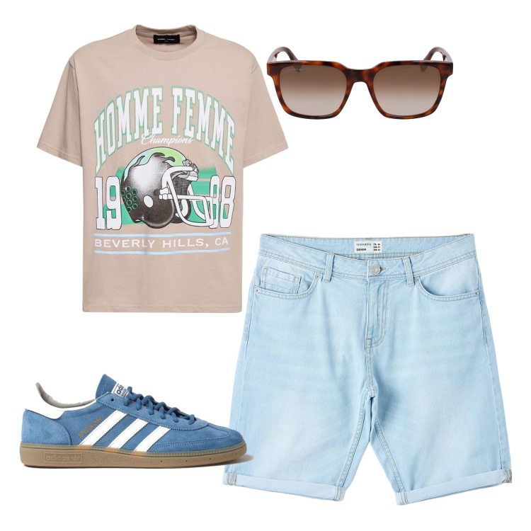 Outfit uomo - Total look #1892456. Stile Casual per Tutti i giorni. Abbinamento con bermuda, t-shirt, sneakers, occhiali da sole.