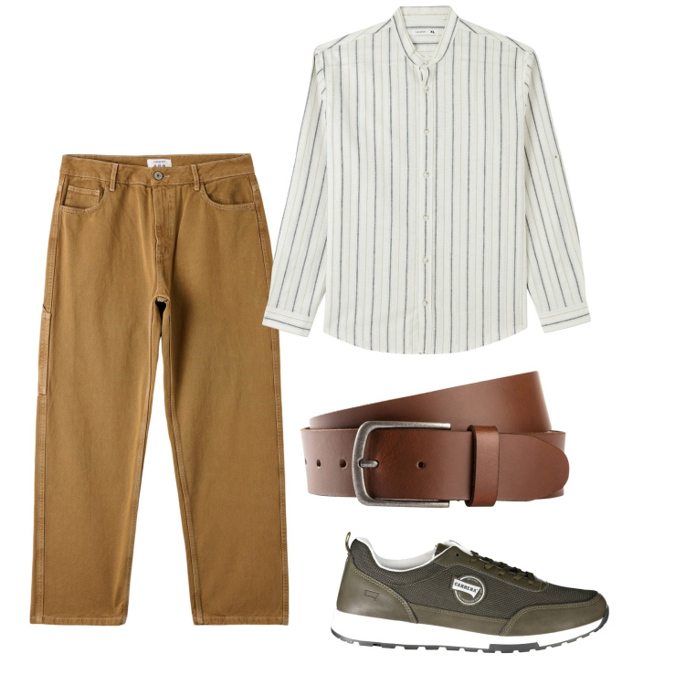 Outfit uomo - City. Stile Casual per Tutti i giorni. Abbinamento con cinture, camicie, pantaloni, sneakers.