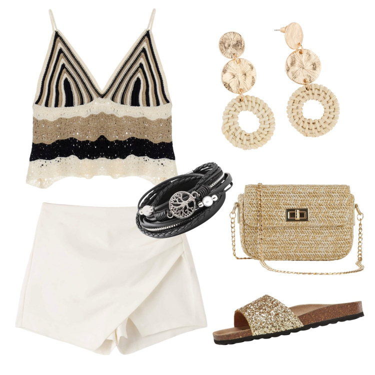 Outfit donna - Total look #1892713. per Tutti i giorni. Abbinamento con orecchini, ciabatte, braccialetti, borse a mano, gonne, top.