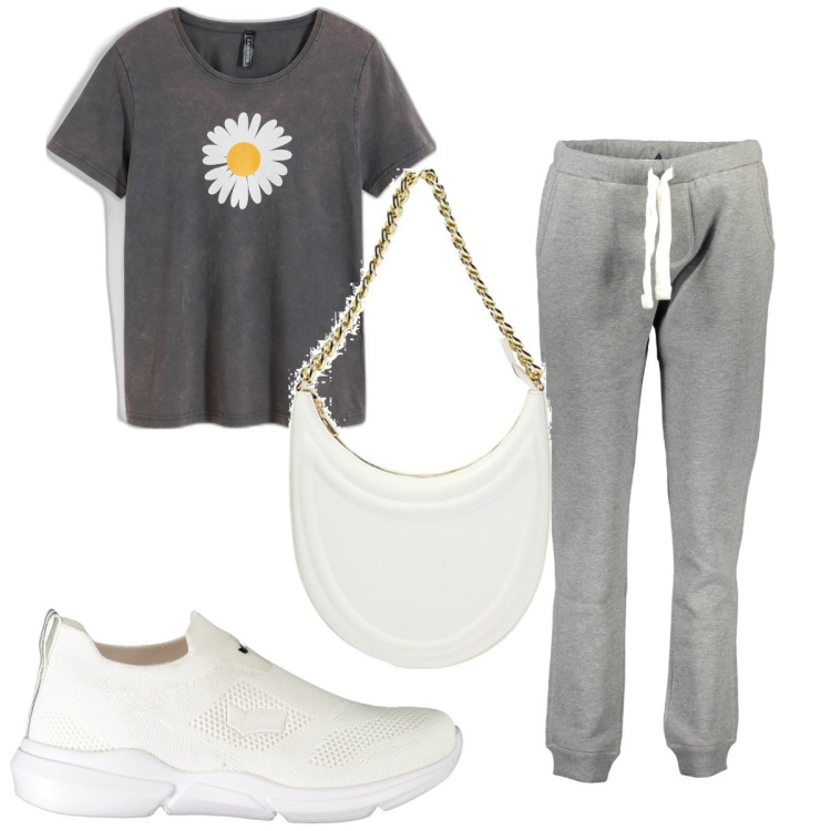 Outfit donna - Total look #1892786. Stile Basic per Sport. Abbinamento con t-shirt, borse sportive, sneakers, pantaloni.