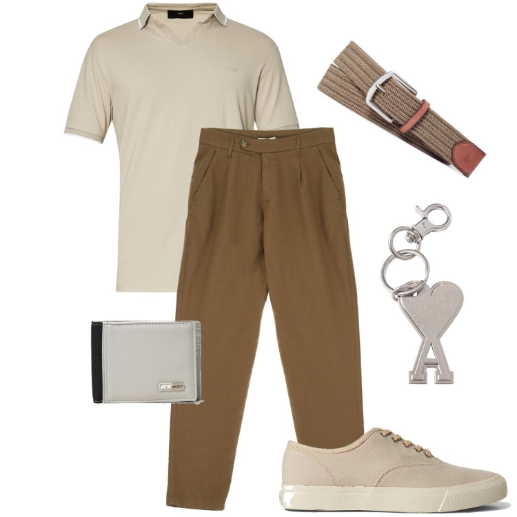 Outfit uomo - Neutrals, per un look sempre sofisticato. Stile Business/Elegante per Serata speciale. Abbinamento con pantaloni, sneakers, cinture, polo, portachiavi, portafogli.
