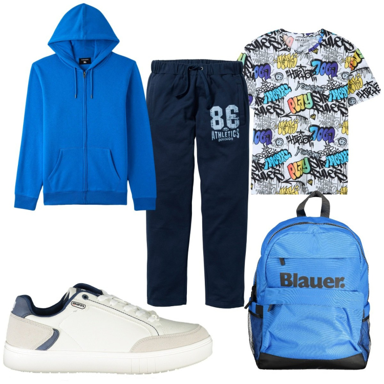 Outfit uomo - Un\'estate in palestra. Stile Trendy per Sport. Abbinamento con pantaloni, t-shirt, felpe con cappuccio, scarpe sportive, borse sportive.