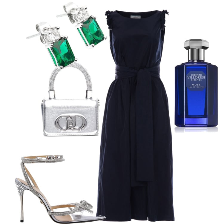 Outfit donna - Total look #1893468. Stile Chic per Cerimonia. Abbinamento con orecchini, profumi, vestiti, borse a mano, scarpe col tacco.