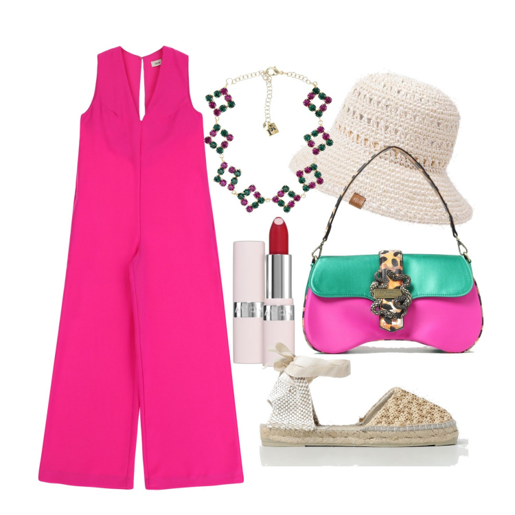 Outfit donna - Ghost outfitter - giugno. Stile Trendy per Tutti i giorni. Abbinamento con rossetti, cappelli, tute, espadrillas, collane, borse a tracolla.