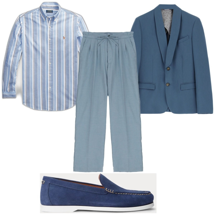 Outfit uomo - Total look #1893616. Stile Trendy per Tutti i giorni. Abbinamento con pantaloni, giacche, scarpe stringate, camicie.