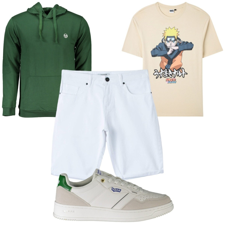 Outfit uomo - Total look #1893631. Stile Casual per Tutti i giorni. Abbinamento con t-shirt, pantaloni, sneakers, felpe con cappuccio.