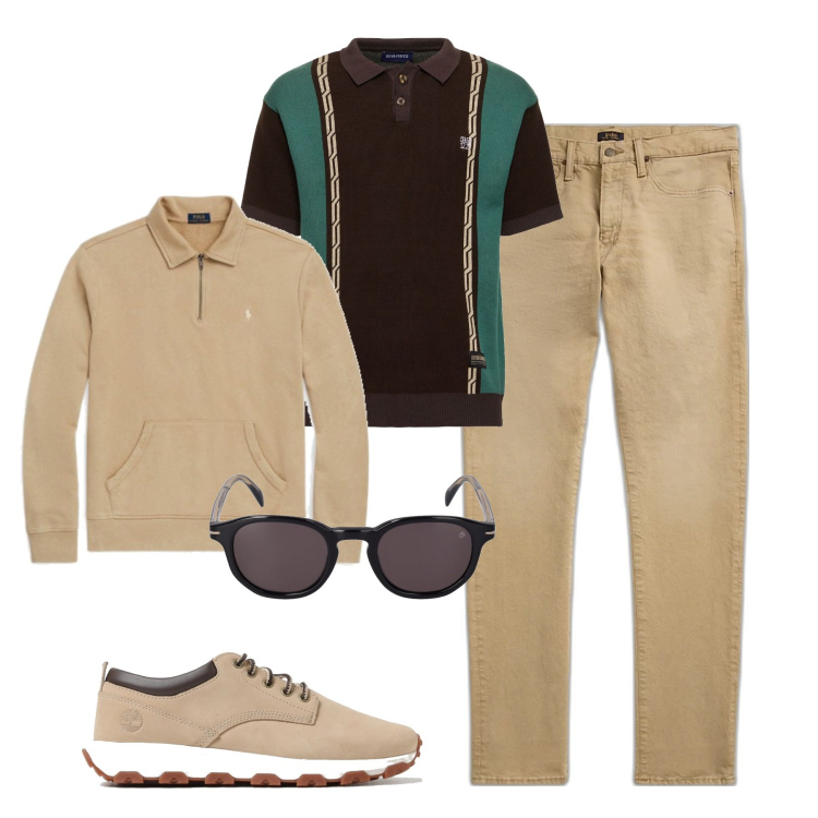 Outfit uomo - City. Stile Trendy per Tutti i giorni. Abbinamento con felpe, jeans, occhiali da sole, polo, sneakers.