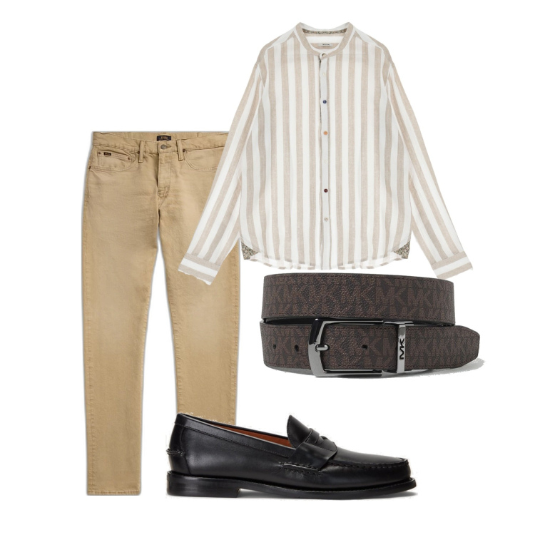 Outfit uomo - Natural city. Stile Casual per Tutti i giorni. Abbinamento con camicie, jeans, scarpe stringate, cinture.