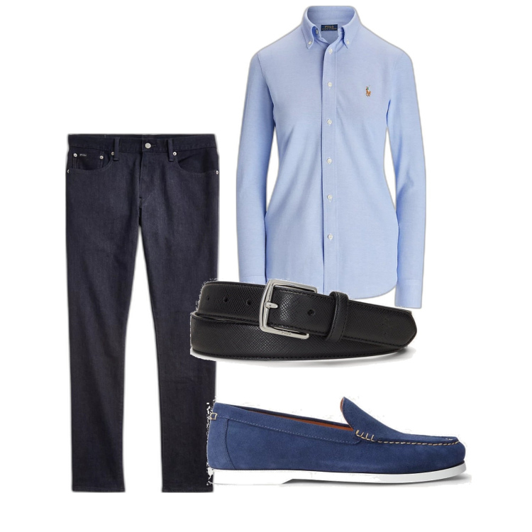 Outfit uomo - City. Stile Casual per Tutti i giorni. Abbinamento con cinture, scarpe stringate, jeans, camicie.