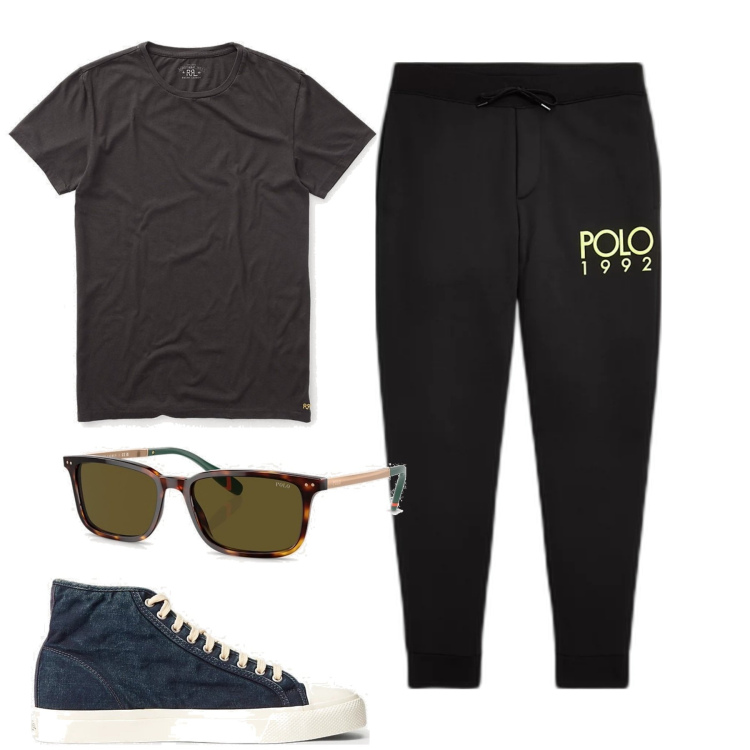 Outfit uomo - Total look #1893695. Stile Urban per Tutti i giorni. Abbinamento con t-shirt, sneakers, pantaloni, occhiali da sole.