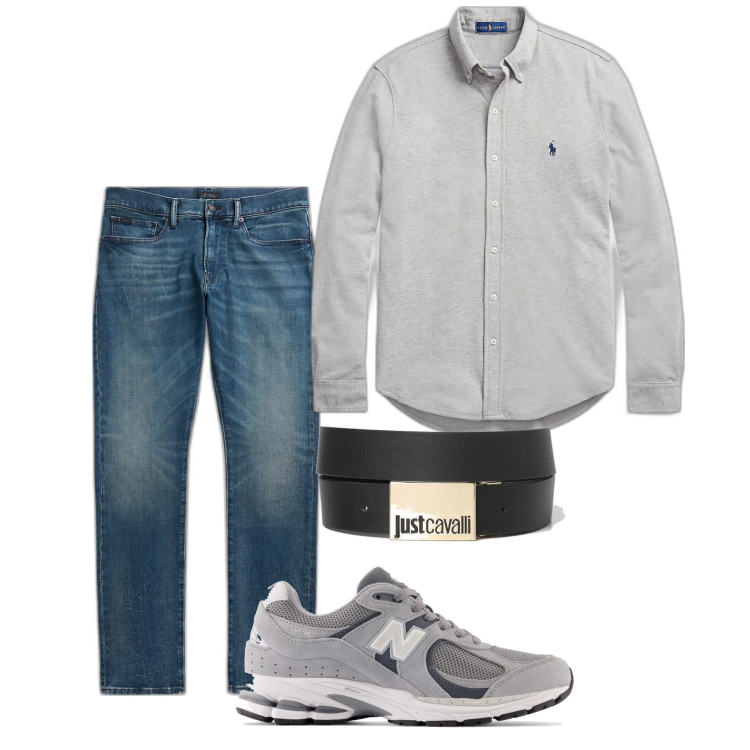 Outfit uomo - City. Stile Casual per Tutti i giorni. Abbinamento con sneakers, camicie, jeans, cinture.