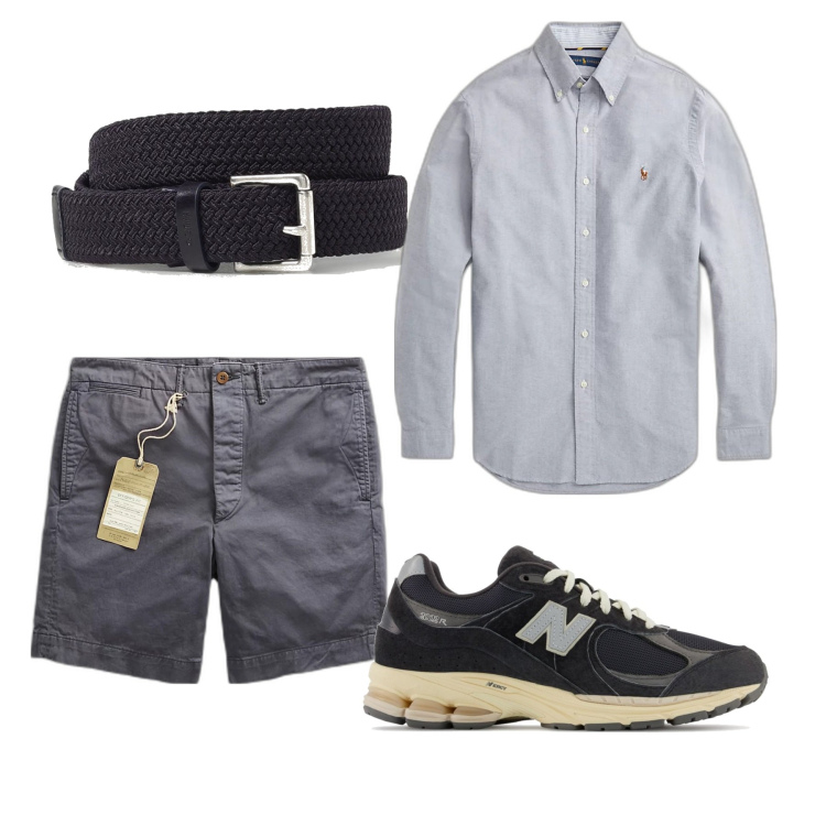 Outfit uomo - City. Stile Casual per Tutti i giorni. Abbinamento con sneakers, camicie, pantaloni chino, cinture.