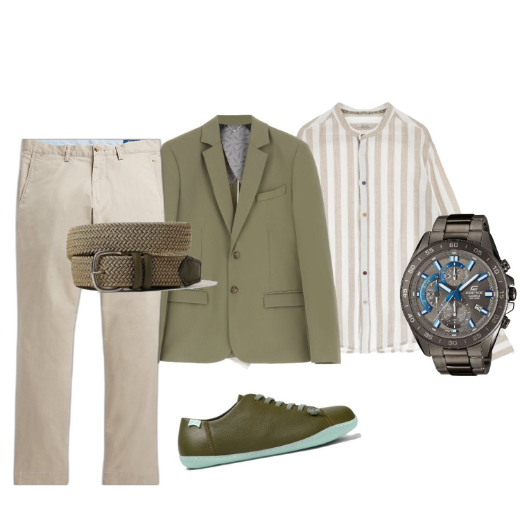 Outfit uomo - Total look #1893838. Stile Business/Elegante per Ufficio. Abbinamento con orologi, giacche, camicie, pantaloni, cinture, scarpe stringate.