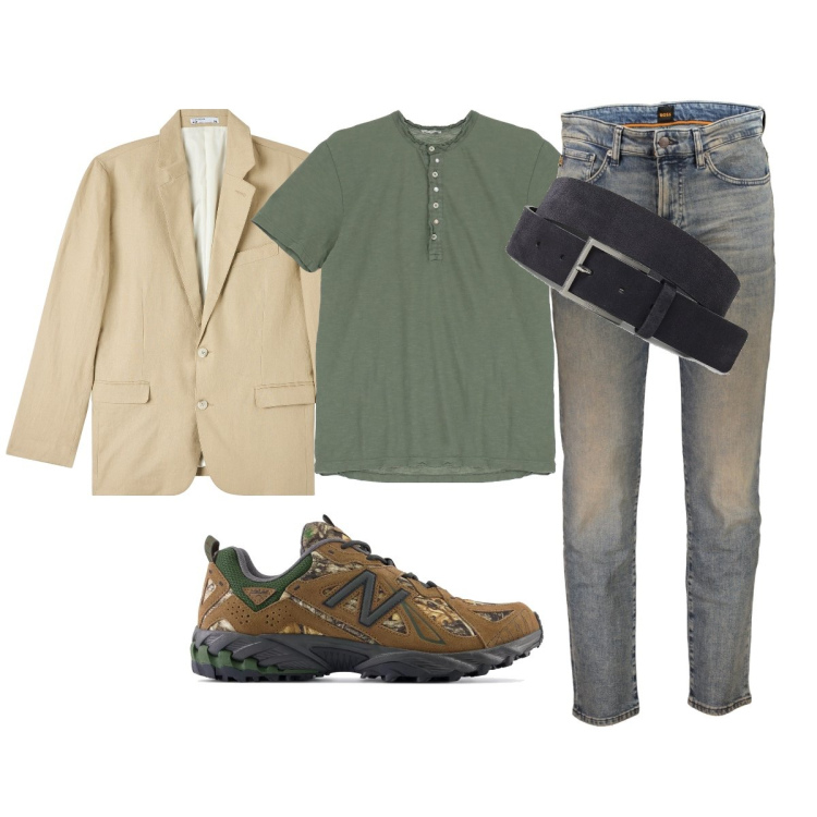 Outfit uomo - Total look #1893880. Stile Casual per Tutti i giorni. Abbinamento con giacche, sneakers, t-shirt, jeans, cinture.