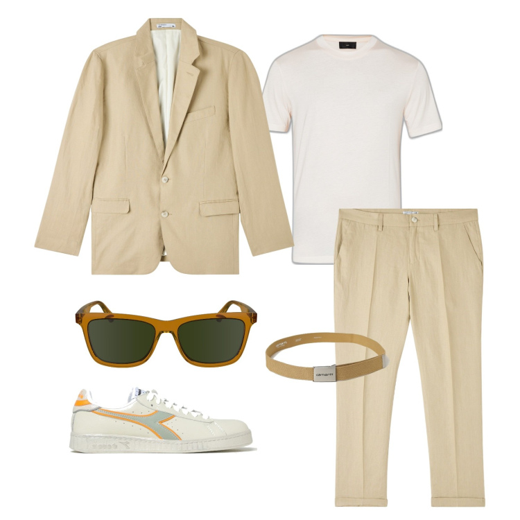 Outfit uomo - Colori neutro!!!. Stile Trendy per Tutti i giorni. Abbinamento con giacche, pantaloni chino, sneakers, occhiali da sole, cinture, t-shirt.