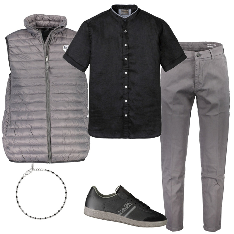Outfit uomo - Total look #1894279. Stile Casual per Tutti i giorni. Abbinamento con camicie a manica corta, braccialetti, pantaloni, giacche, sneakers.