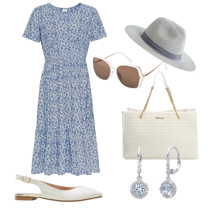 Outfit donna - Città bon ton a piccoli prezzi. Stile Bon Ton per Tutti i giorni. Abbinamento con vestiti, ballerine, occhiali da sole, cappelli, orecchini, borse a spalla.