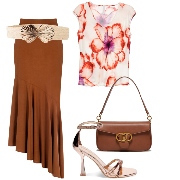 Outfit donna - Total look #1894381. Stile Glamour per Ufficio. Abbinamento con cinture, gonne, canottiere, sandali gioiello, borse a tracolla.