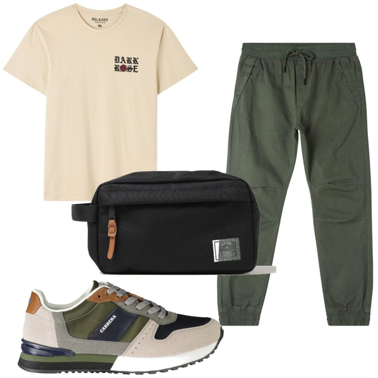 Outfit uomo - Total look #1894387. Stile Trendy per Sport. Abbinamento con pantaloni, t-shirt, borse sportive, sneakers.