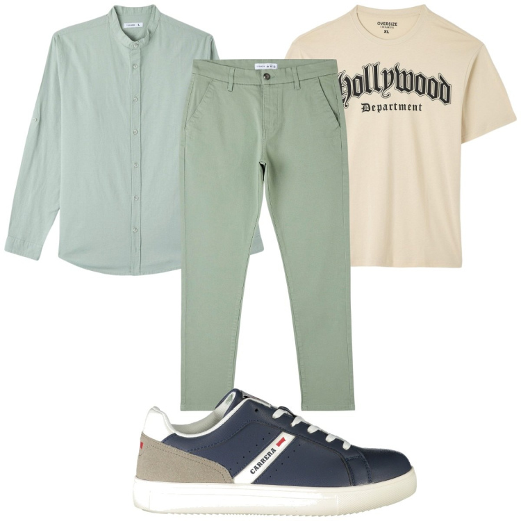 Outfit uomo - Total look #1894412. Stile Trendy per Tutti i giorni. Abbinamento con camicie, pantaloni skinny, t-shirt, sneakers.