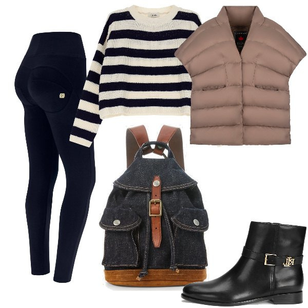 Outfit donna - Total look #1894539. Stile Basic per Tutti i giorni. Abbinamento con pantaloni skinny, cappe, zaini, stivaletti, pullovers.