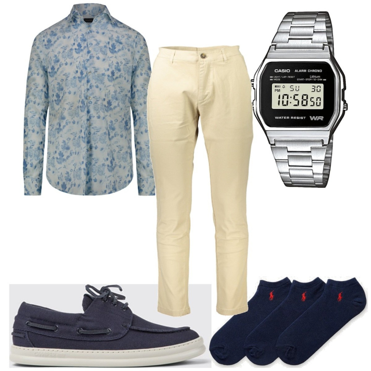 Outfit uomo - Total look #1894555. Stile Trendy per Tutti i giorni. Abbinamento con orologi, calzini, camicie, scarpe stringate, pantaloni.