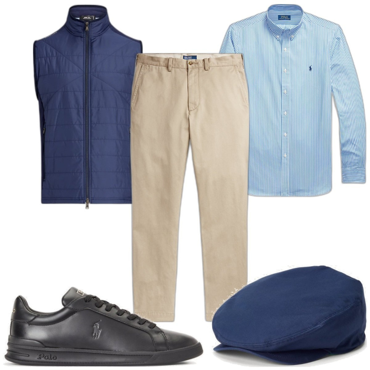 Outfit uomo - Total look #1894565. Stile Trendy per Tutti i giorni. Abbinamento con cappelli, sneakers, pantaloni chino, camicie, piumini.