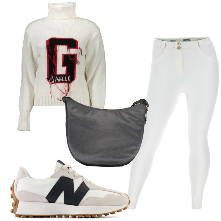 Outfit donna - Total look #1894621. Stile Basic per Tutti i giorni. Abbinamento con sneakers, pantaloni skinny, borse a tracolla, maglieria.