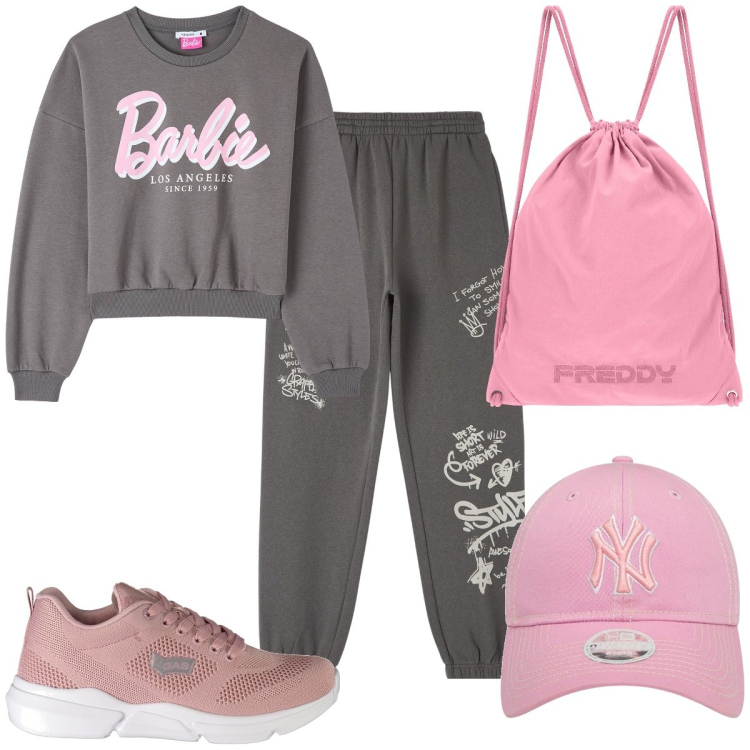 Outfit donna - Total look #1894665. Stile Casual per Tutti i giorni. Abbinamento con felpe, pantaloni, zaini, cappelli con visiera, sneakers.