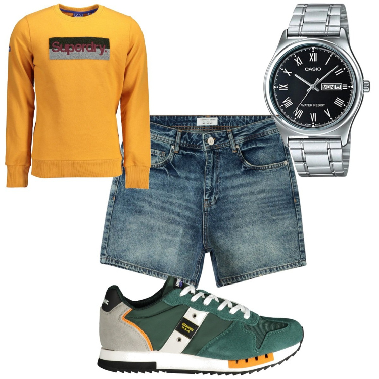 Outfit uomo - Total look #1894897. Stile Trendy per Tutti i giorni. Abbinamento con orologi, shorts, felpe, sneakers.