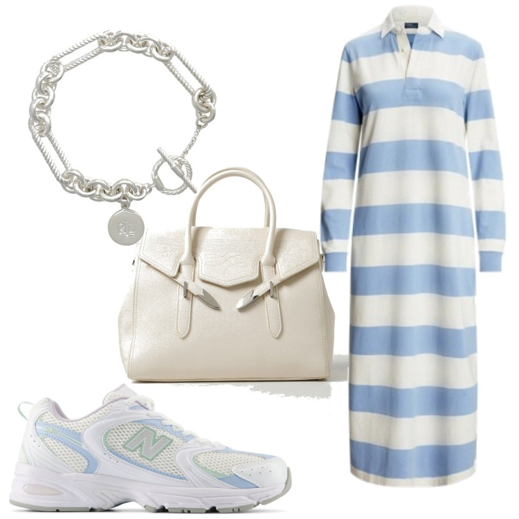 Outfit donna - Total look #1894924. Stile Trendy per Tutti i giorni. Abbinamento con sneakers, braccialetti, vestiti asimmetrici, borse a mano.