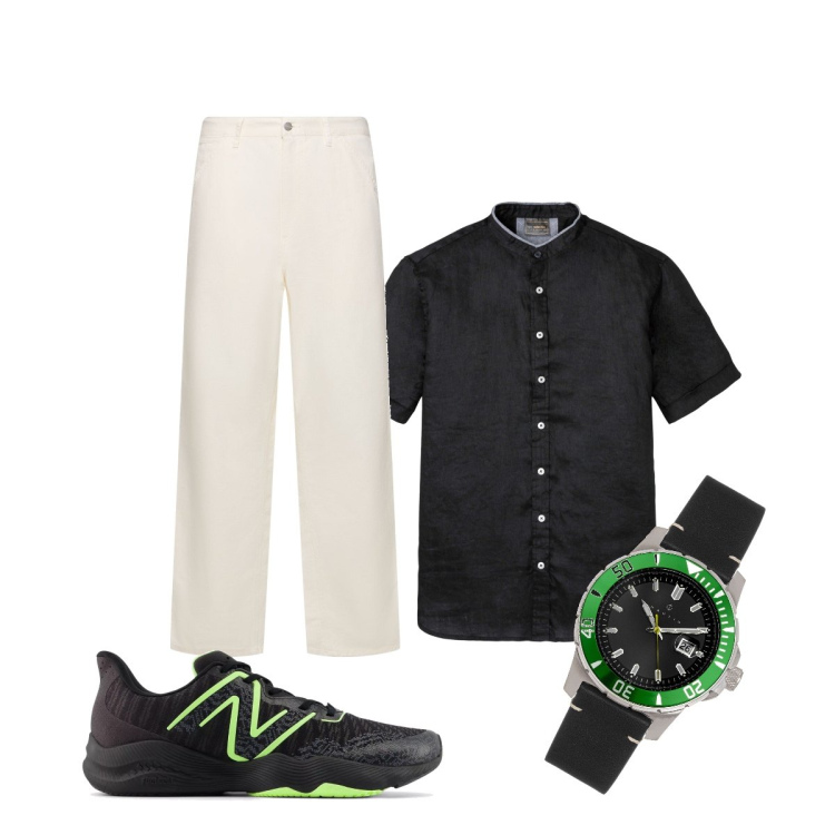 Outfit uomo - Total look #1894946. Stile Trendy per Serata speciale. Abbinamento con camicie a manica corta, orologi, sneakers, jeans.