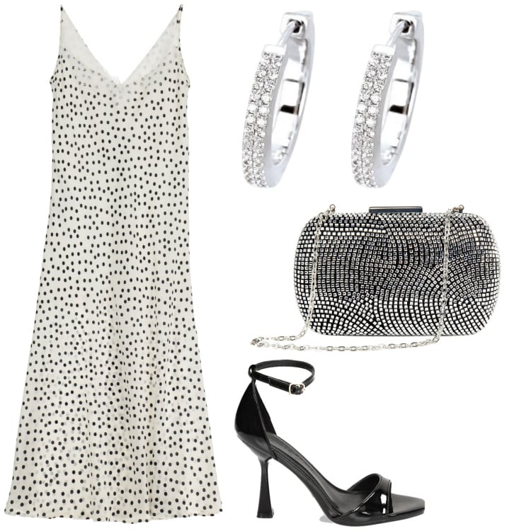 Outfit donna - Slip dress estivo. Stile Chic per Serata fuori. Abbinamento con orecchini, clutch, vestiti lunghi, sandali col tacco.