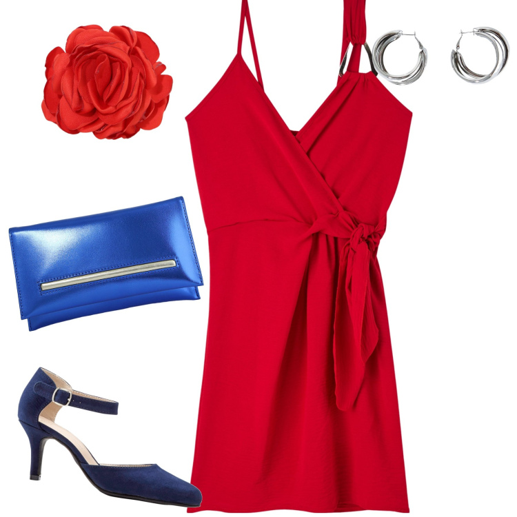 Outfit donna - Ole’. Stile Glamour per Serata fuori. Abbinamento con décolleté, vestiti corti, pochette, braccialetti, orecchini.