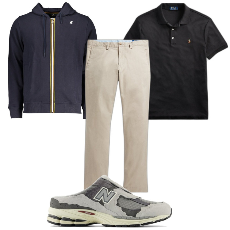 Outfit uomo - Total look #1895353. Stile Trendy per Tutti i giorni. Abbinamento con sneakers, pantaloni, polo, felpe con cappuccio.